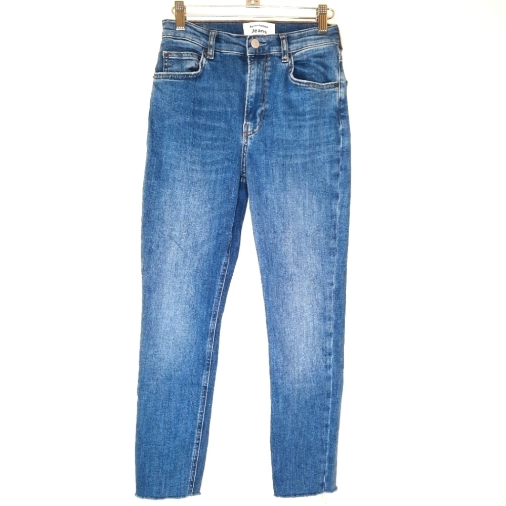 Reformation Destin Raw Hem High Waisted Crop Jeans 26